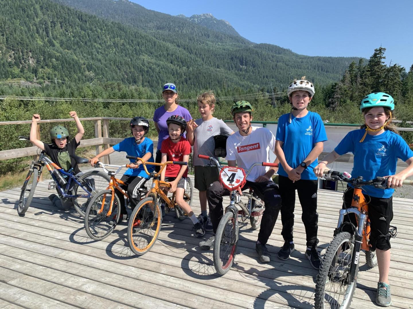 group of kids on bmx bikes at summer camp in Whistler