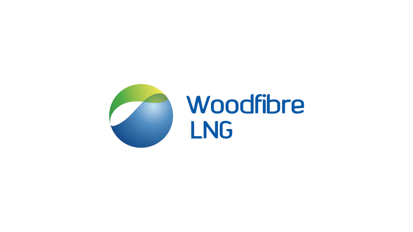 Woodfibre LNG logo with a green and blue circular design.